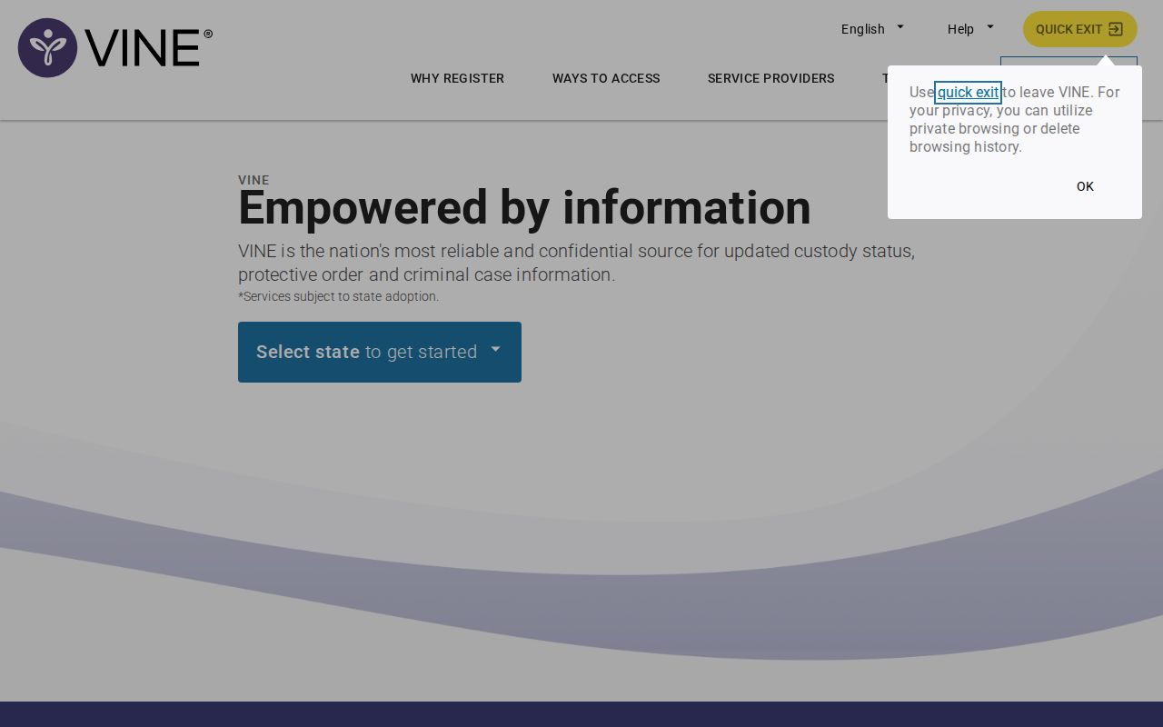 California VINELink county inmate release notification search